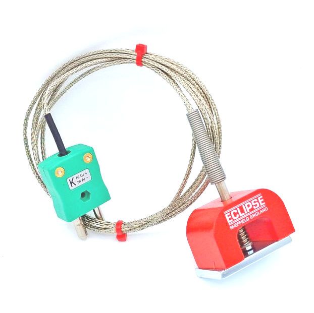 IEC Type K 11.8kg Pull Power (Horseshoe) Magnet Thermocouple, PFA Insulated Cable with Stainless Steel Over-Braid terminating in Standard Plug