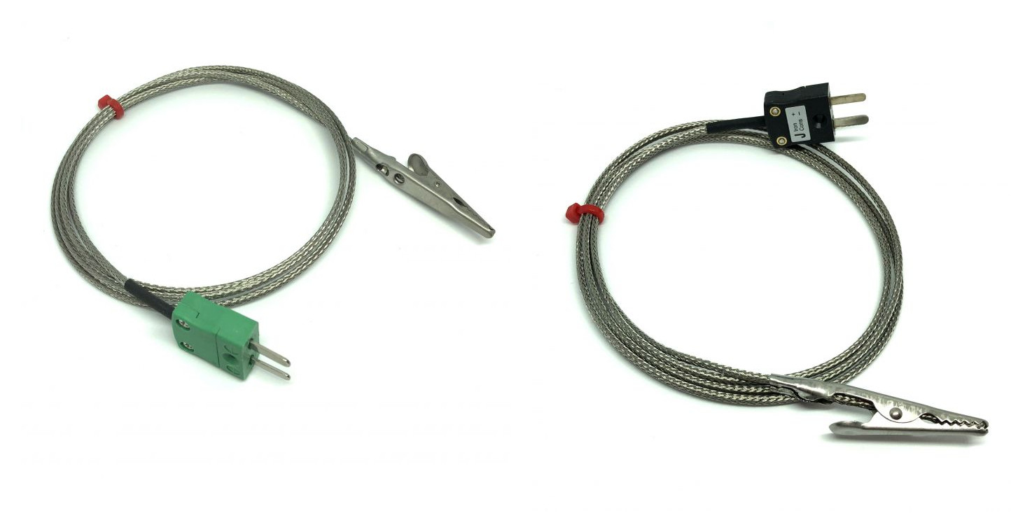 IEC Crocodile Clip Thermocouple with Glassfibre Stainless Steel Overbraided Cable