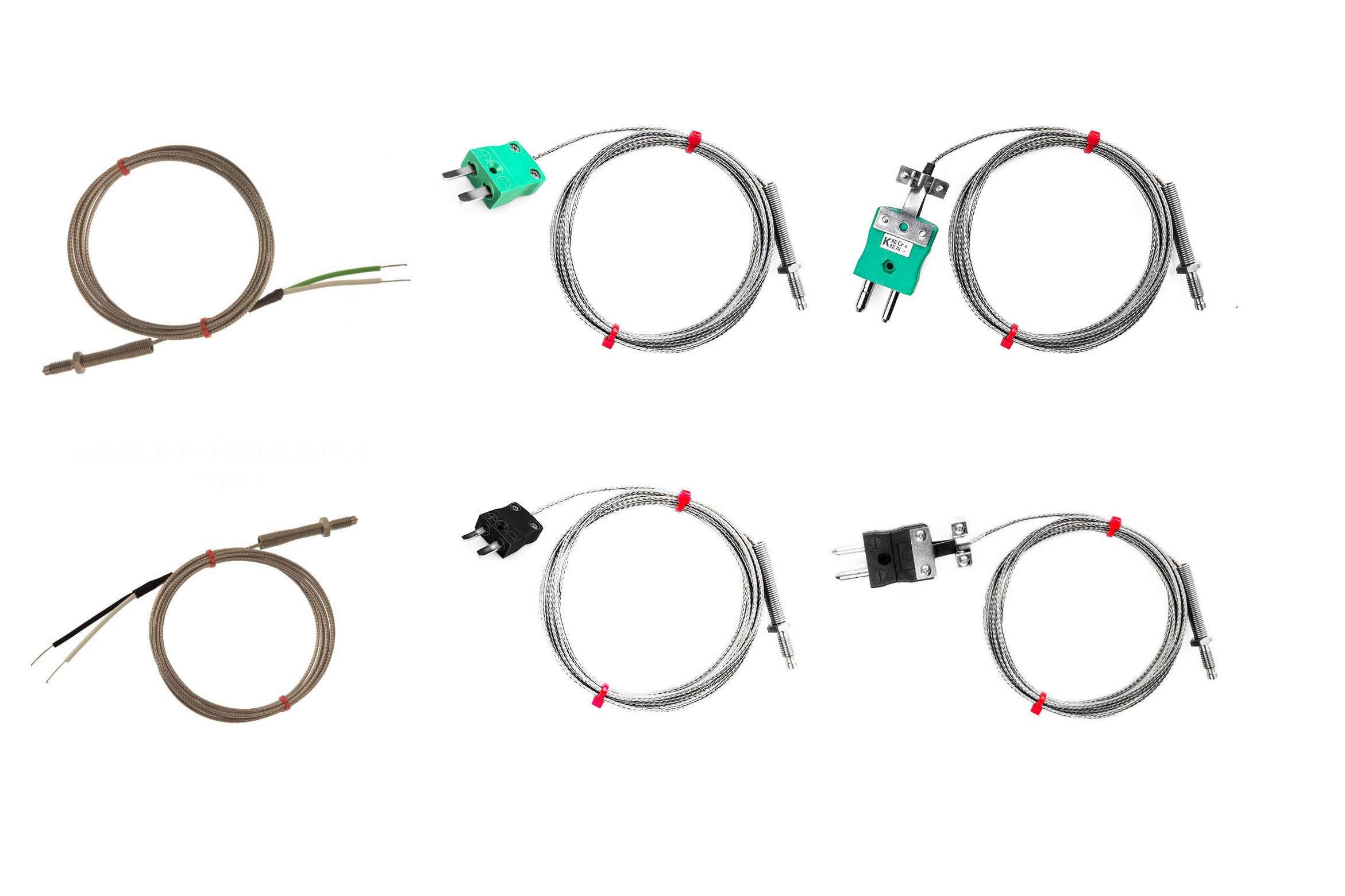 IEC Nozzle Thermocouple, Glassfibre insulated Cable with Stainless Steel Over-Braid