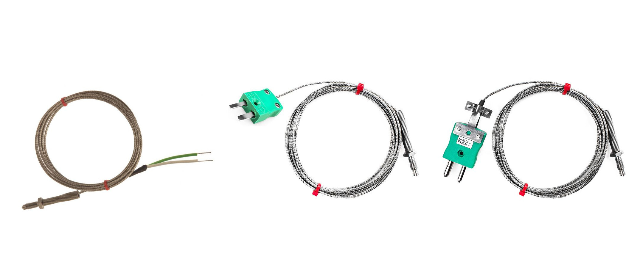 IEC Nozzle Thermocouple, Glassfibre insulated Cable with Stainless Steel Over-Braid - Type K