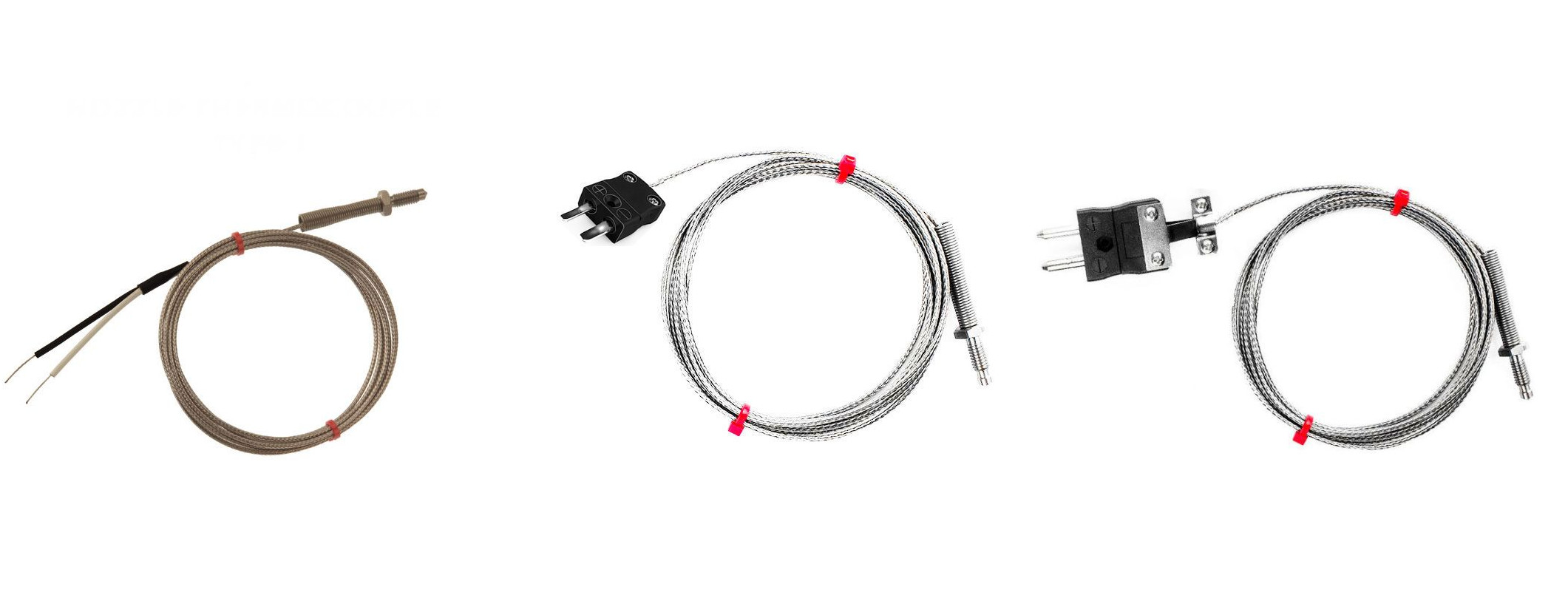 IEC Nozzle Thermocouple, Glassfibre insulated Cable with Stainless Steel Over-Braid - Type J
