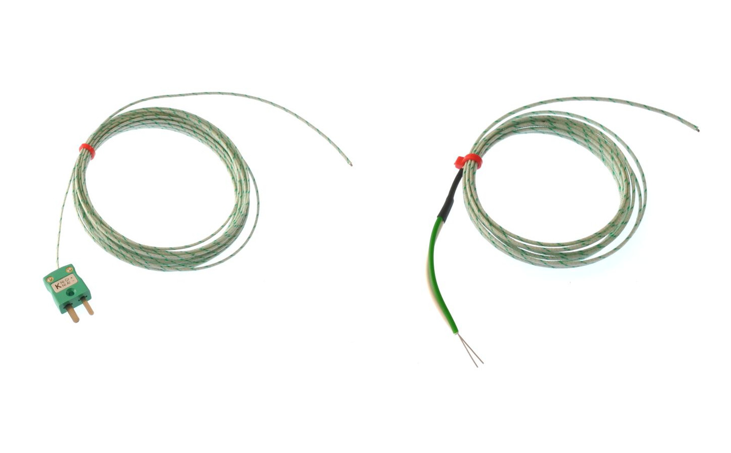 Glassfibre insulated Flat Pair IEC Exposed Junction Thermocouple 