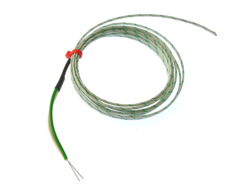 Glassfibre insulated Flat Pair IEC Exposed Junction Thermocouple - Type K with Bare Tails Termination