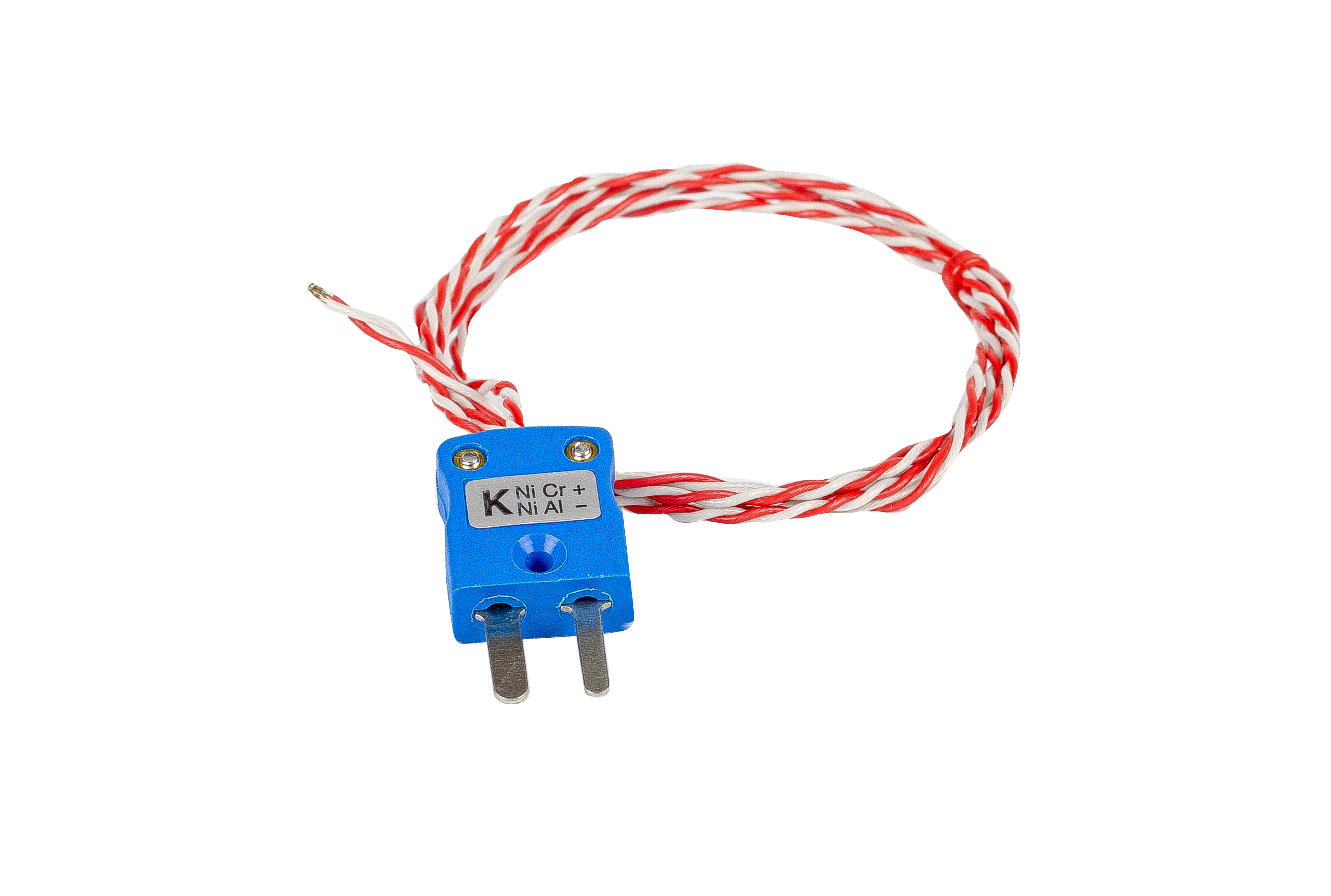 JIS Type K Exposed Welded Tip Thermocouple with PFA Twin Twisted Cable and Miniature Plug Termination 1/0.2mm