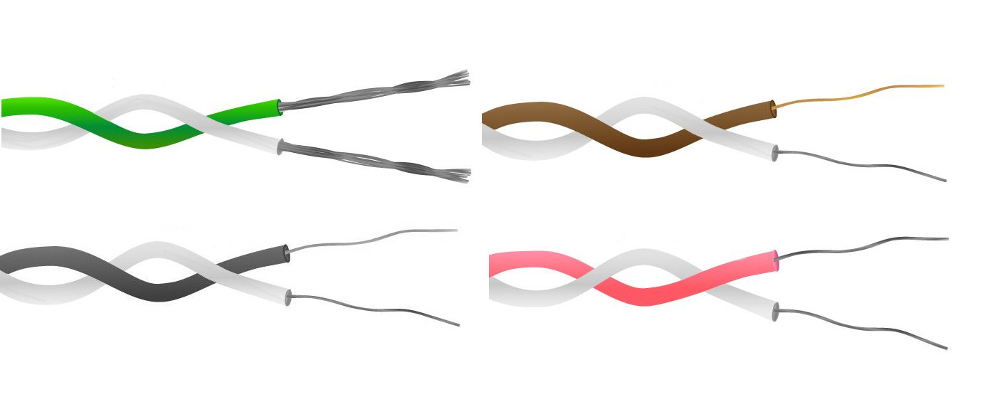 PFA Twin Twisted Pair Thermocouple Cable / Wire IEC - 1/0.508mm Strand