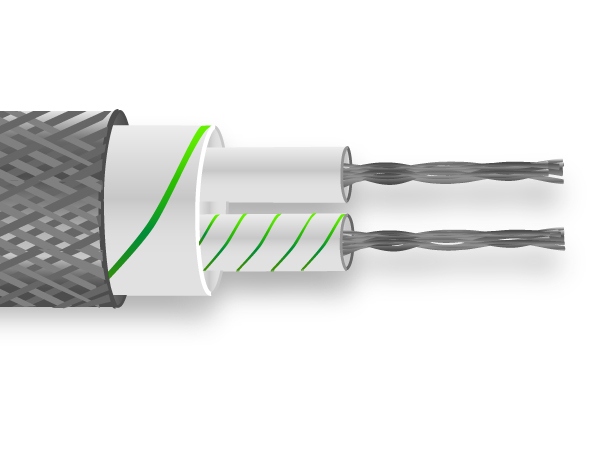 Glassfibre Flat Pair with Stainless Steel Overbraid Thermocouple Cable / Wire IEC