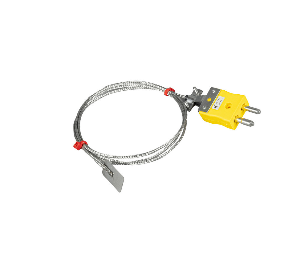 ANSI Leaf Thermocouple, Glassfibre insulated Cable with Stainless Steel Over-Braid Terminating in Standard Plug