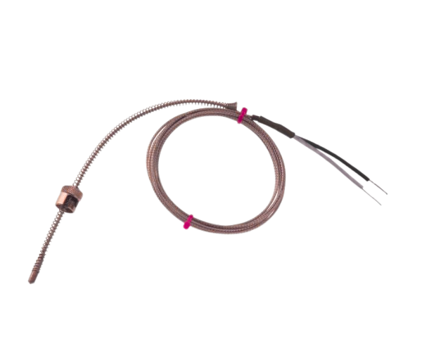 IEC Adjustable Bayonet Thermocouple, Glassfibre Stainless Steel Overbraided Cable - Type J - Bare Tails Termination
