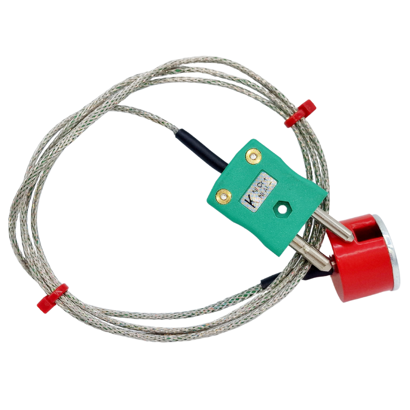 IEC Type K 3kg Pull Magnet Thermocouple, PFA Insulated Cable with Stainless Steel Over-Braid Terminating in Standard Plug