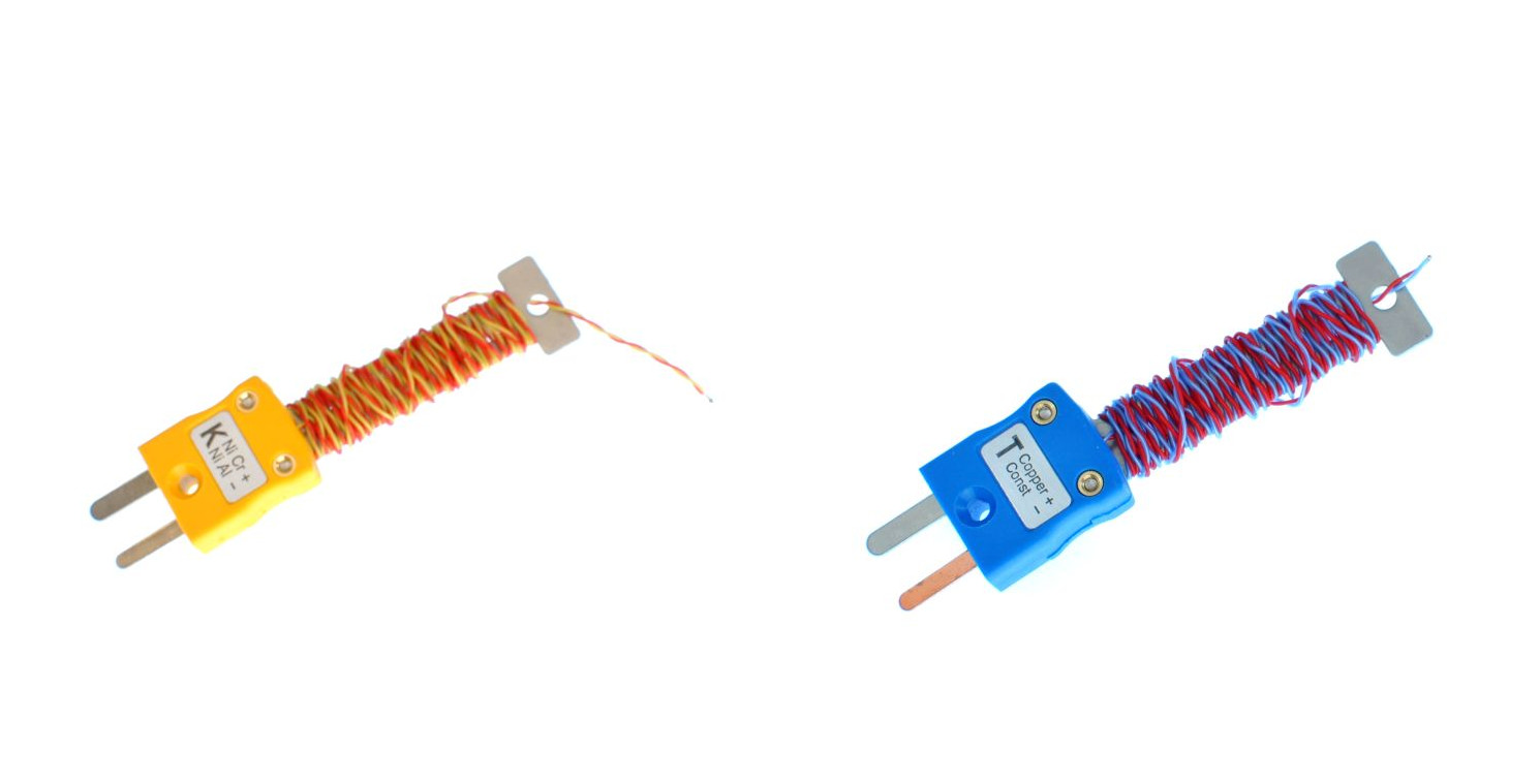 ANSI PFA Cable Tidy Exposed Junction Thermocouple with Fitted Mini Plug