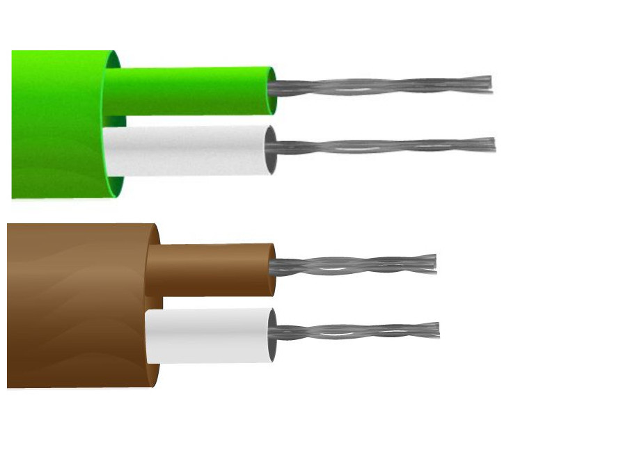 PFA Flat Pair Thermocouple Cable / Wire IEC - 1/0.508mm Strand