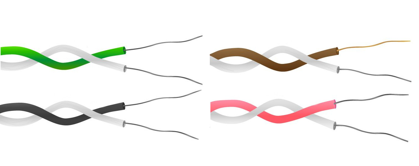 PTFE Twin Twisted Pair Thermocouple Cable / Wire IEC - 1/0.2mm Strand