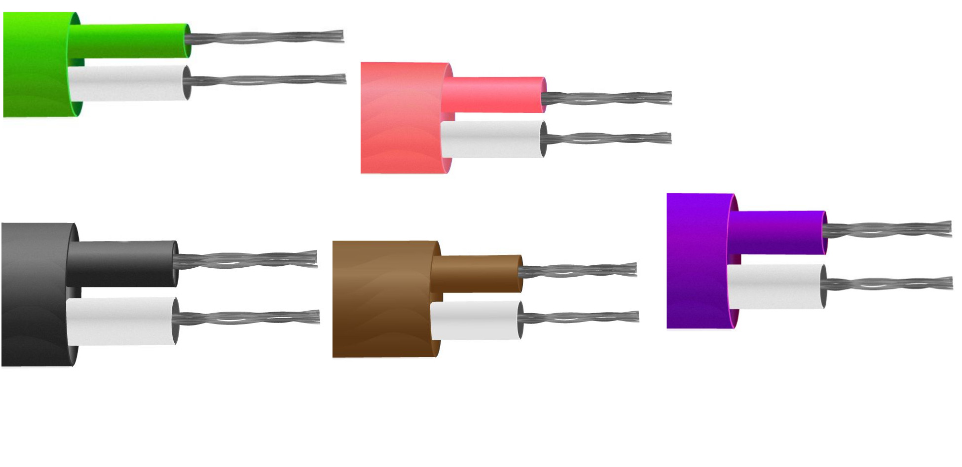 PFA Flat Pair Thermocouple Cable / Wire IEC - 7/0.2mm Strand