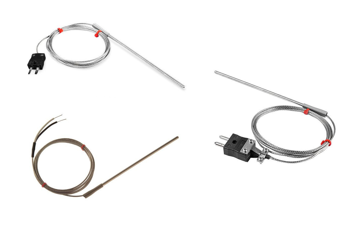 IEC General Purpose Thermocouple Probe, Glassfibre insulated Cable with Stainless Steel Over-Braid - Type J