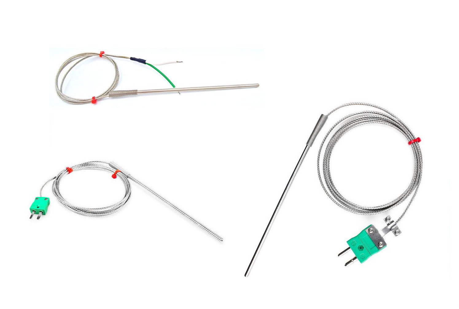 IEC General Purpose Thermocouple Probe, Glassfibre insulated Cable with Stainless Steel Over-Braid - Type K