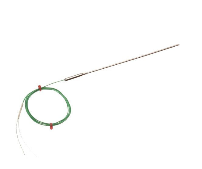 0.81mm Diameter Fast Response IEC Thermocouple Plain pot seal with 1 Metre of PFA insulated lead, 7/0.2mm flat pair with tails - Grounded Junction