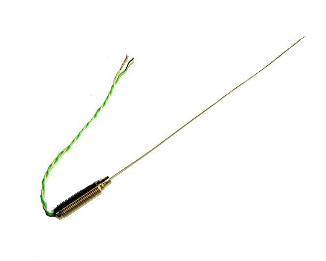 0.75mm Diameter Fast Response Thermocouple with threaded pot & IEC tails - Grounded Junction