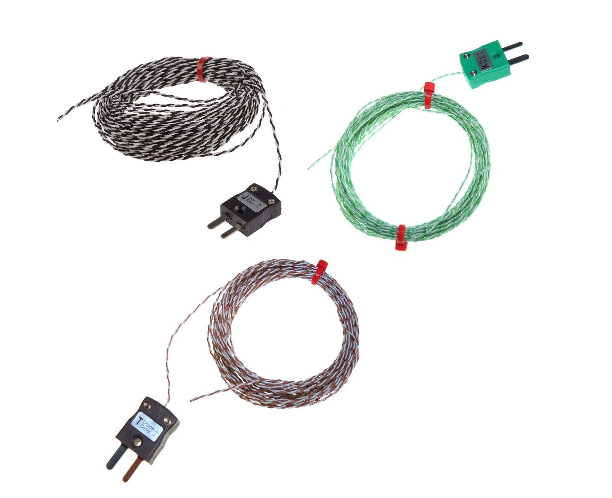 PTFE insulated Twin Twisted IEC Exposed Junction Thermocouple with Miniature Plug - Types K, J, T