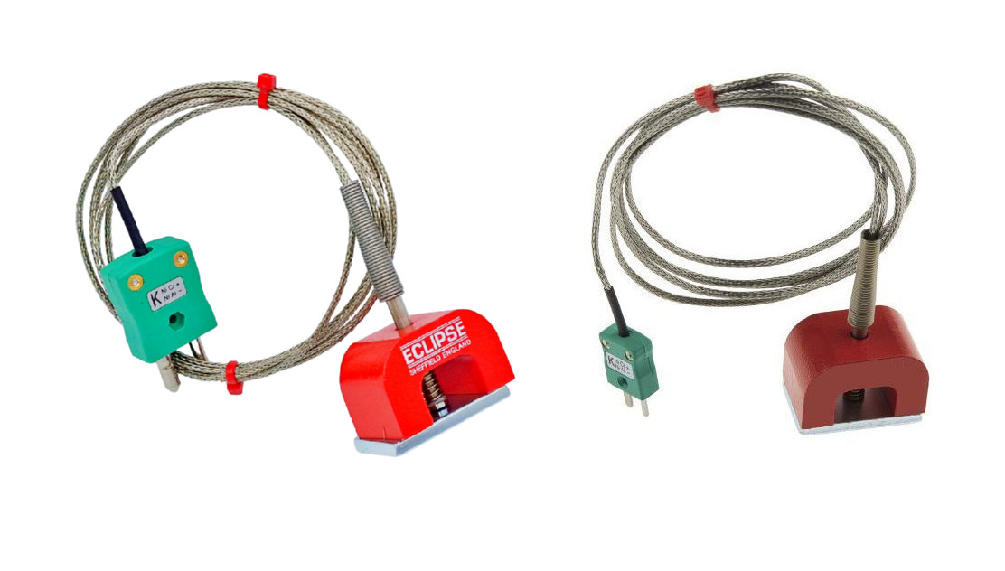 IEC Type K 9kg Pull Power (Horseshoe) Magnet Thermocouple, PFA Insulated Cable with Stainless Steel Over-Braid