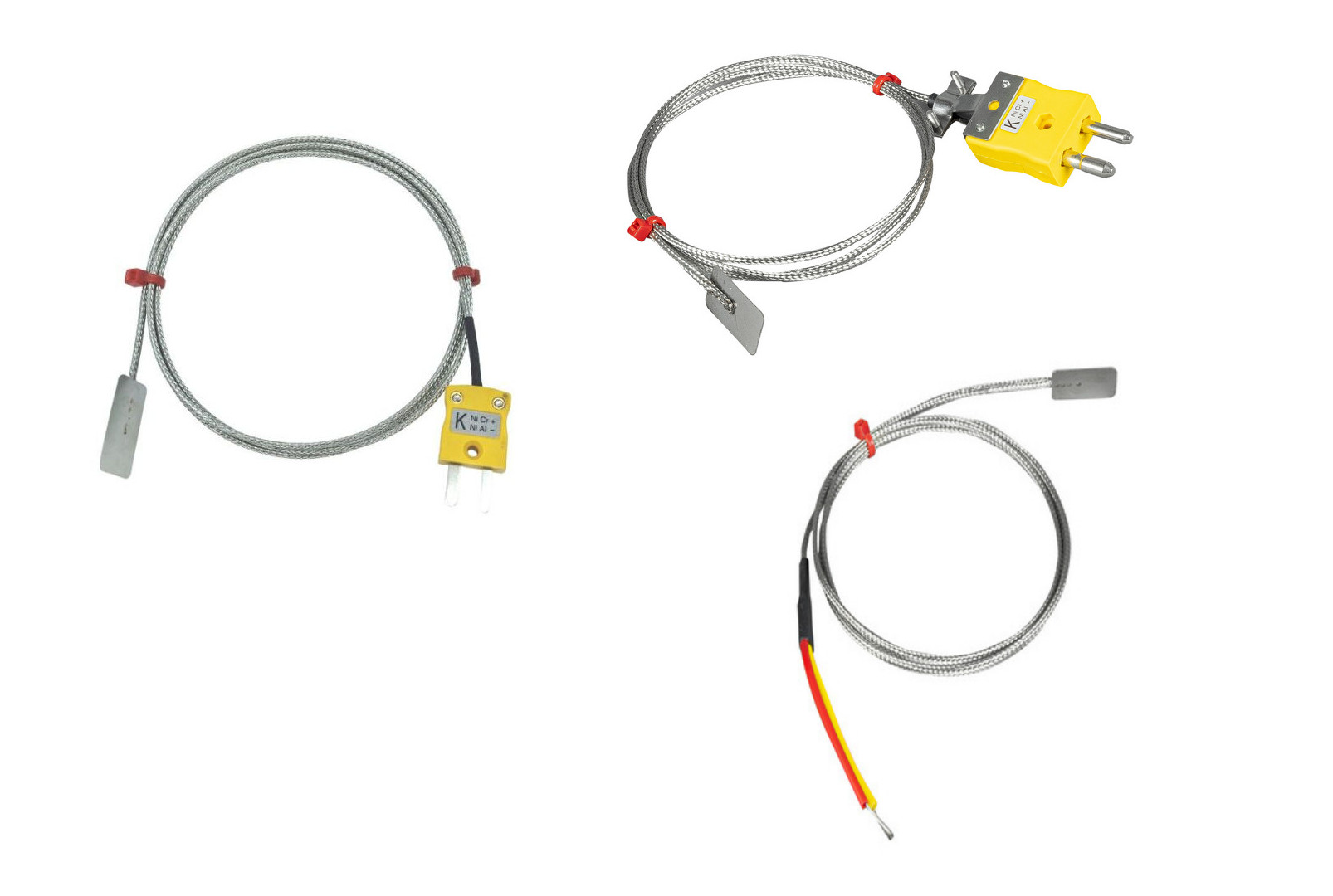 ANSI Leaf Thermocouple, Glassfibre insulated Cable with Stainless Steel Over-Braid