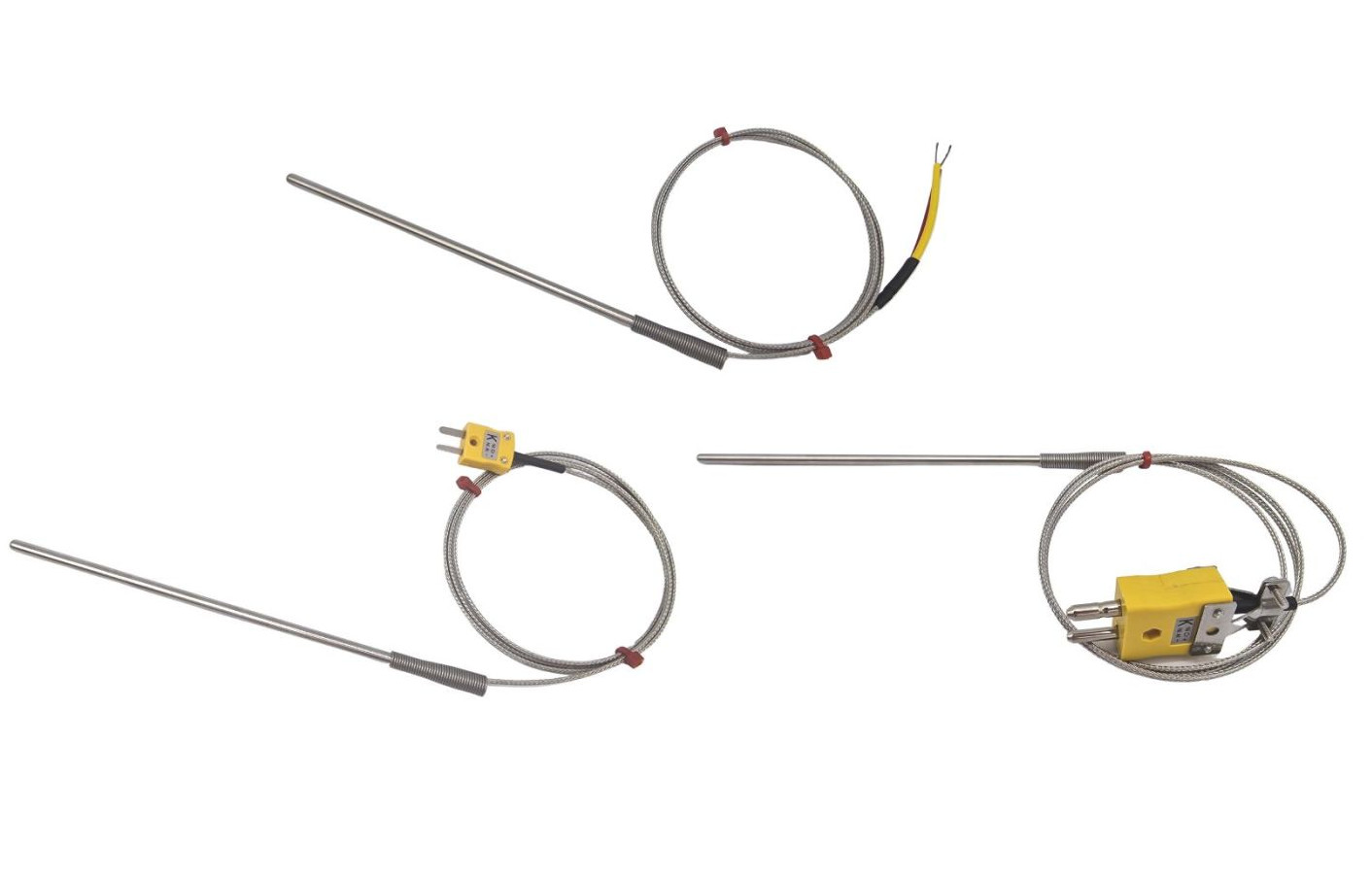 ANSI General Purpose Thermocouple Probe, Glassfibre insulated Cable with Stainless Steel Over-Braid