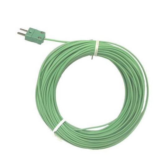 PFA Insulated Flat Pair IEC Exposed Junction Thermocouple with Miniature Plug - Type K - 1/0.5mm Strand Size
