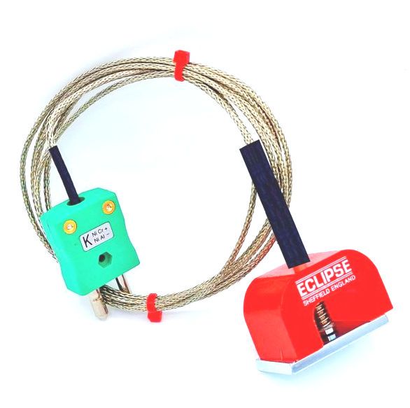  IEC Type K 4.5kg Pull Power (Horseshoe) Magnet Thermocouple, PFA Insulated Cable with Stainless Steel Over-Braid Terminating in Standard Plug