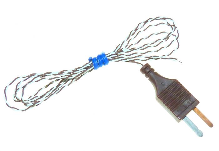IEC Exposed Junction thermocouple PFA Insulated Twin Twisted with Moulded-on Plug - Type T