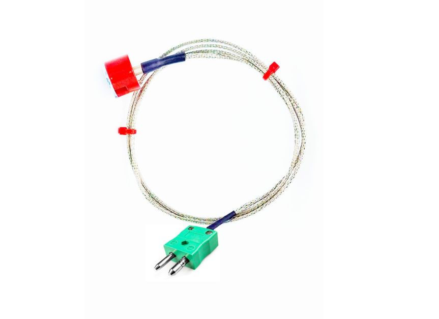 IEC Type K 1.9kg Pull Button Magnet Thermocouple, PFA Insulated Cable with Stainless Steel Over-Braid Terminating in Standard Plug