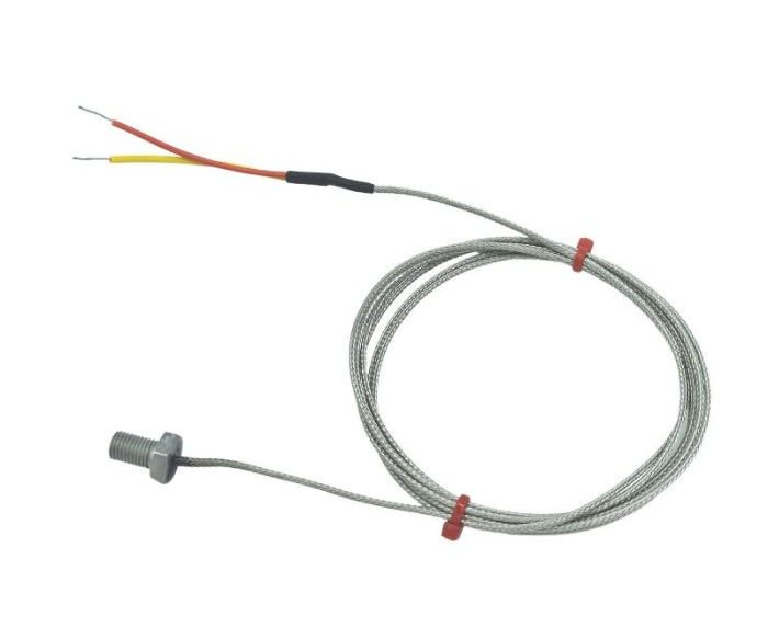 ANSI Bolt Thermocouple, Glassfibre Stainless Steel Over Braided Cable - Type K - M8 Thread