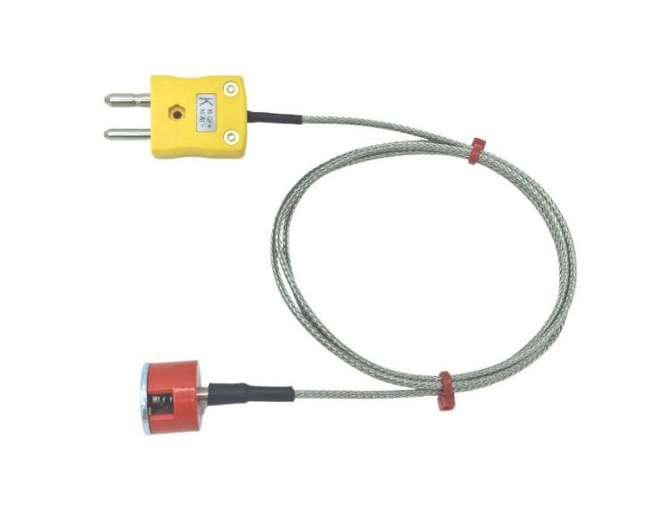 ANSI Type K 1.9kg Pull Button Magnet Thermocouple, PFA Insulated Cable with Stainless Steel Over-Braid Terminating in Standard Plug