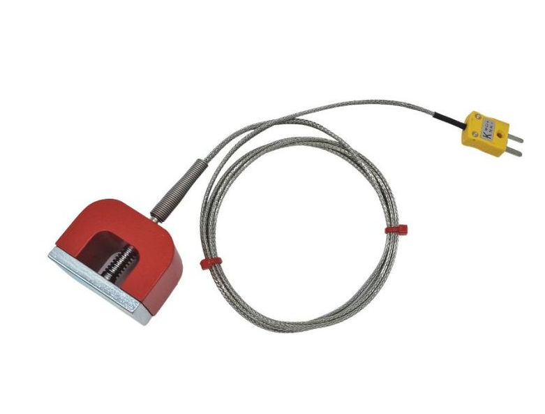ANSI Type K 11.8kg Pull Power (Horseshoe) Magnet Thermocouple, PFA Insulated Cable with Stainless Steel Over-Braid Terminating in Miniature Plug