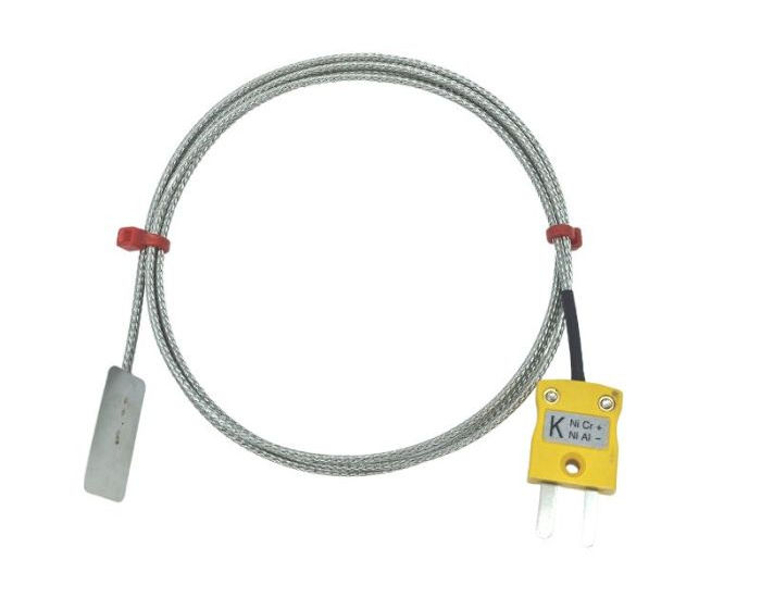 ANSI Leaf Thermocouple, Glassfibre insulated Cable with Stainless Steel Over-Braid Terminating in Miniature Plug