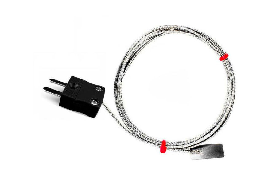 IEC Leaf Thermocouple, Glassfibre insulated Cable with Stainless Steel Over-Braid - Type J with Miniature Plug Termination