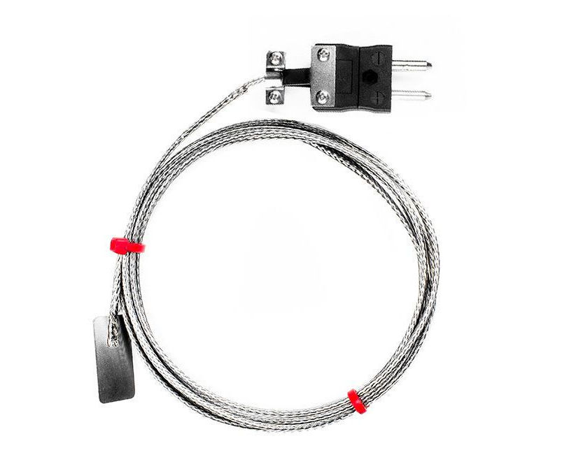 IEC Leaf Thermocouple, Glassfibre insulated Cable with Stainless Steel Over-Braid - Type J with Standard Plug Termination