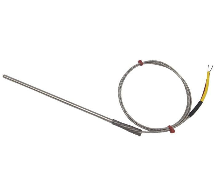 ANSI General Purpose Thermocouple Probe, Glassfibre insulated Cable with Stainless Steel Over-Braid - Type K Terminating in Bare tails