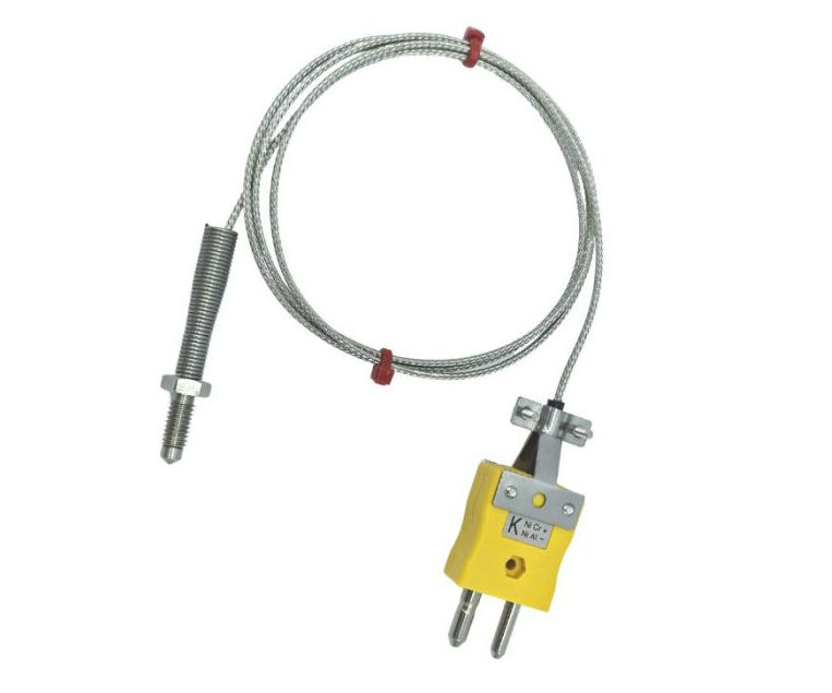 ANSI Nozzle Thermocouple, Glassfibre insulated Cable with Stainless Steel Over-Braid - Type K Terminating in Standard Plug
