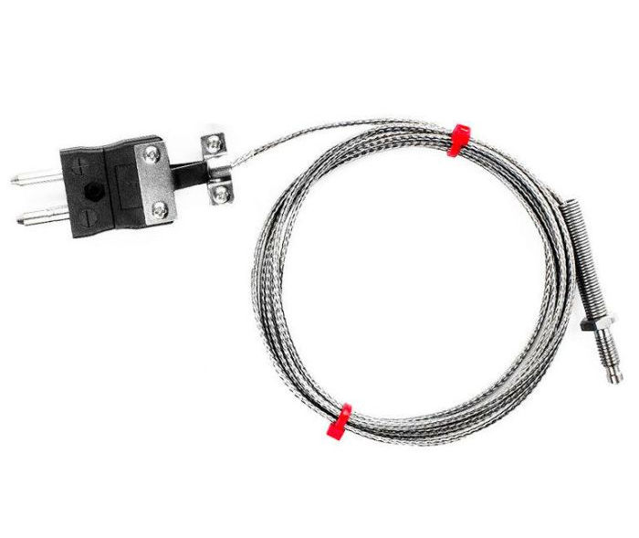 IEC Nozzle Thermocouple, Glassfibre insulated Cable with Stainless Steel Over-Braid - Type J - Standard Plug Termination