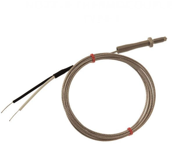 IEC Nozzle Thermocouple, Glassfibre insulated Cable with Stainless Steel Over-Braid - Type J - Bare Tails Termination
