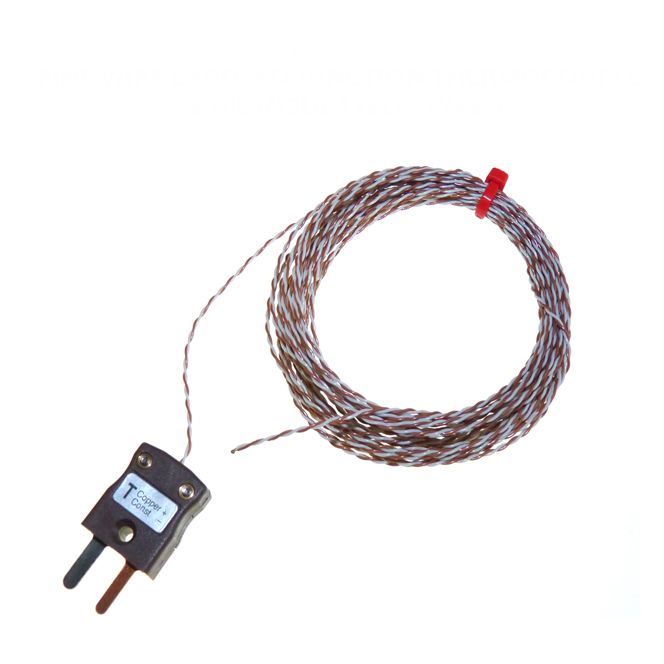 PTFE insulated Twin Twisted IEC Exposed Junction Thermocouple with Miniature Plug - Type T