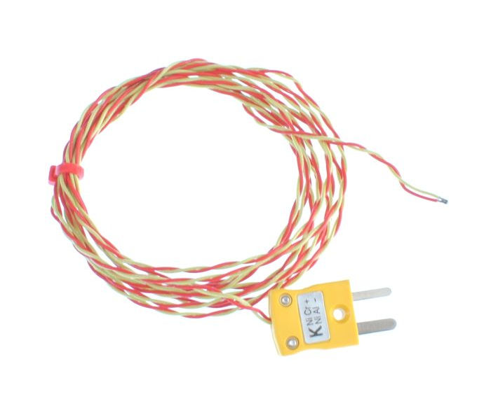 ANSI PFA insulated Exposed Junction Thermocouple with Miniature Plug - Type K - 1/0.3mm Strand Size