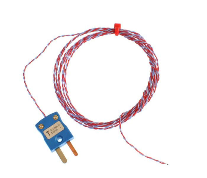 ANSI PFA insulated Exposed Junction Thermocouple with Miniature Plug - Type T