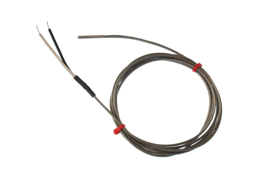 IEC Fabricated Grounded Thermocouple in Stainless Steel Tube, Glassfibre stainless steel Overbraided cable - Type J - 3.18mm Diameter