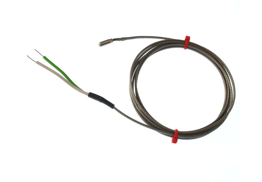 IEC Fabricated Grounded Thermocouple in Stainless Steel Tube, Glassfibre stainless steel Overbraided cable - Type K - 3.18mm Diameter