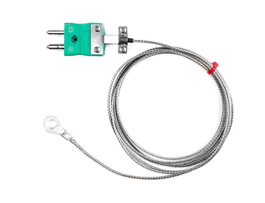 IEC Washer Thermocouple, Glassfibre insulated Cable with Stainless Steel Over-Braid Type K with Standard Plug Termination