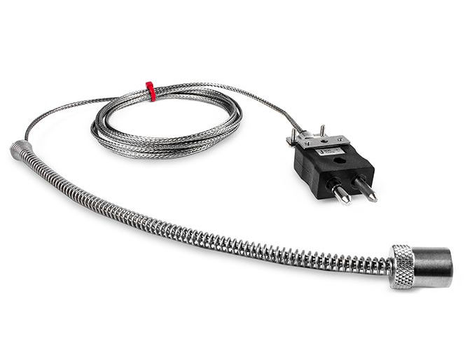 IEC Adjustable Bayonet Thermocouple, Glassfibre Stainless Steel Overbraided Cable - Type J