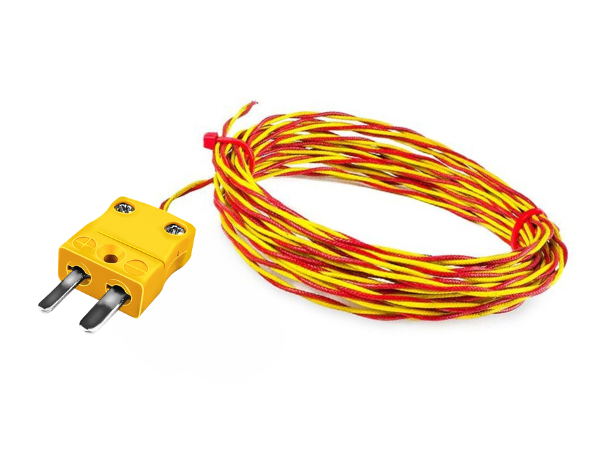 ANSI High Temperature Glassfibre Twin Twisted Exposed Welded Tip Thermocouple Type K with Miniature Plug Termination