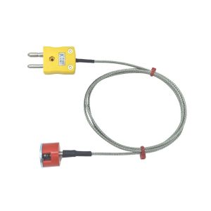 ANSI Type K 1.9kg Pull Button Magnet Thermocouple, PFA Insulated Cable with Stainless Steel Over-Braid Terminating in Standard Plug - 1M