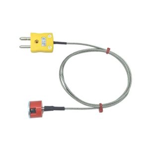 ANSI Type K 1.9kg Pull Button Magnet Thermocouple, PFA Insulated Cable with Stainless Steel Over-Braid Terminating in Standard Plug - 2M