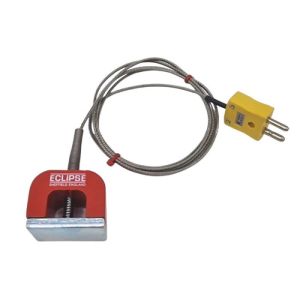 ANSI Type K 11.8kg Pull Power (Horseshoe) Magnet Thermocouple, PFA Insulated Cable with Stainless Steel Over-Braid Terminating in Standard Plug - 3M